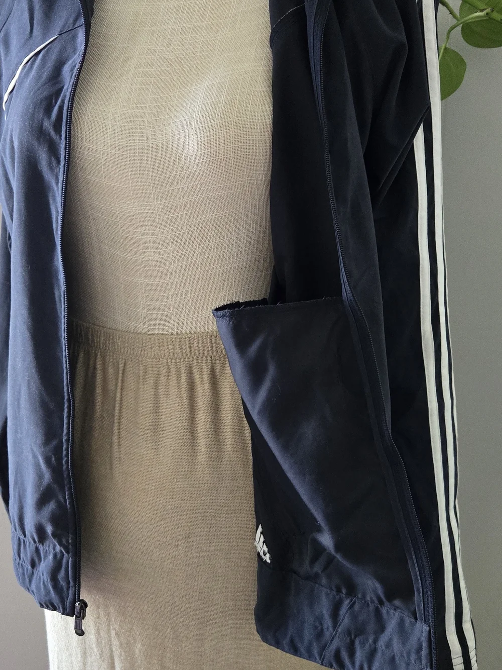 Adidas Men's Navy Track Jacket with White Stripe Details